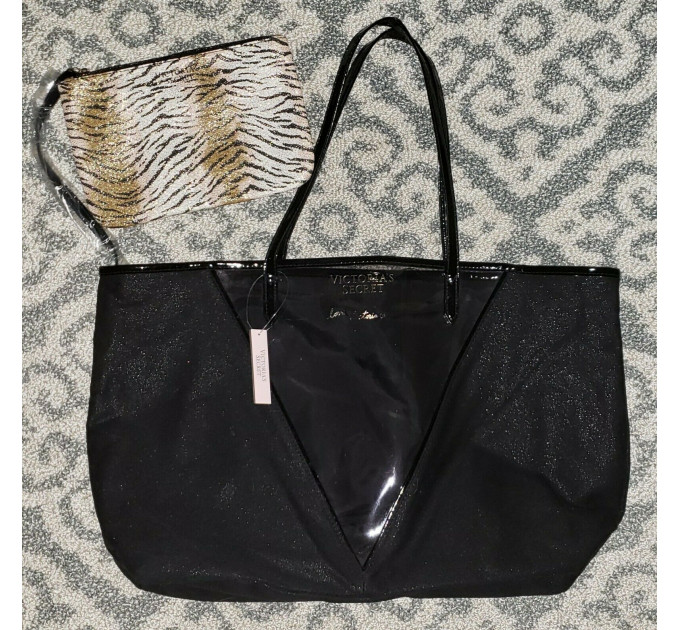 Сумка Victoria's Secret Shimmer Tote с косметичкой Tiger Print